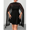 image:imageFloerns Womens Plus Size Strapless Dress Tube A Line Flared Cocktail Dresses with ScarfBlack