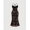 image:imageFloerns Womens Plus Size Vintage Graphic Mesh Long Birthday Goth DressesBlack and Gold