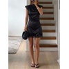image:imageFloerns Womens Satin Lace Mini Dress Mock Neck Slit A Line Mini DressesBlack