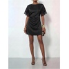 image:imageFloerns Womens Satin Lace Ruched Mini Dress Elegant Formal Evening DressBlack Lace