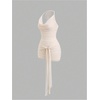 image:imageFloerns Womens Sexy Halter Draped Neck Ruched Tie Front Mini DressesApricot