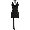 image:imageFloerns Womens Sexy Halter Draped Neck Ruched Tie Front Mini DressesBlack