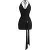 image:imageFloerns Womens Sexy Halter Draped Neck Ruched Tie Front Mini DressesBlack
