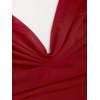 image:imageFloerns Womens Sexy Halter Draped Neck Ruched Tie Front Mini DressesDark Red
