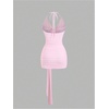 image:imageFloerns Womens Sexy Halter Draped Neck Ruched Tie Front Mini DressesPink