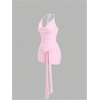image:imageFloerns Womens Sexy Halter Draped Neck Ruched Tie Front Mini DressesPink