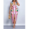image:imageFloerns Womens Summer Floral Long Dress V Neck Sleeveless Split Beach Vacation Bodycon DressesPink