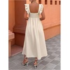 image:imageFloerns Womens Summer Tropical Floral Dresses Ruffle Cap Sleeve Smocked Vacation A Line Midi DressWhite Multi