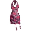 image:imageFloerns Womens Cheetah Draped Halter Mini Dress Tiered Ruffle Club OutfitsFloral Pink
