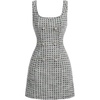 image:imageFloerns Womens Plaid Tweed Sleeveless Square Neck Elegant Work Mini DressBlack