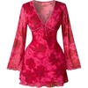 image:imageFloerns Womens Plus Size Floral V Neck Dress Long Sleeve A Line DressesHot Pink
