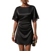image:imageFloerns Womens Satin Lace Ruched Mini Dress Elegant Formal Evening DressBlack Lace