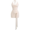 image:imageFloerns Womens Sexy Halter Draped Neck Ruched Tie Front Mini DressesApricot