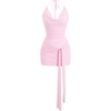 image:imageFloerns Womens Sexy Halter Draped Neck Ruched Tie Front Mini DressesPink