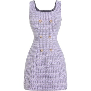 image:imageFloerns Womens Plaid Tweed Sleeveless Square Neck Elegant Work Mini DressPale Purple