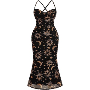 image:imageFloerns Womens Plus Size Vintage Graphic Mesh Long Birthday Goth DressesBlack and Gold
