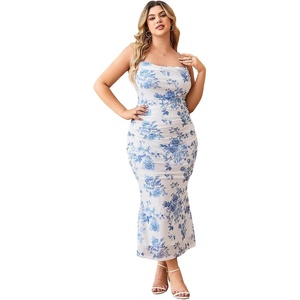 image:imageFloerns Womens Plus Size Vintage Graphic Mesh Long Birthday Goth DressesRoyal Blue Flower