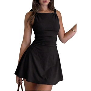 image:imageFloerns Womens Summer Ruched Twist Sleeveless A Line Casual Mini DressBlack