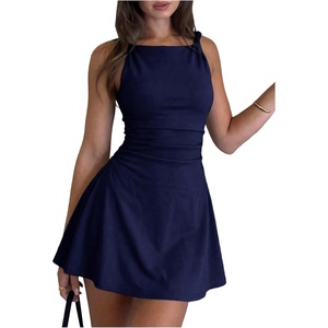image:imageFloerns Womens Summer Ruched Twist Sleeveless A Line Casual Mini DressDark Blue