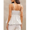 image:imageFloerns Womens Cute Bubble Hem Camisole Tie Shoulder Ruffle Cami Tank TopWhite