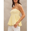 image:imageFloerns Womens Cute Bubble Hem Camisole Tie Shoulder Ruffle Cami Tank TopYellow
