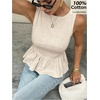 image:imageFloerns Womens Cute Sleeveless Peplum Tops Crew Neck Dressy Casual Summer Tank TopsApricot