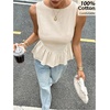 image:imageFloerns Womens Cute Sleeveless Peplum Tops Crew Neck Dressy Casual Summer Tank TopsApricot