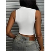 image:imageFloerns Womens Sleeveless Half Zip Crop Tank Tops V Neck Ribbed Going Out TopsWhite