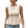 image:imageFloerns Womens Cute Sleeveless Peplum Tops Crew Neck Dressy Casual Summer Tank TopsApricot