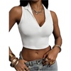 image:imageFloerns Womens Sleeveless Half Zip Crop Tank Tops V Neck Ribbed Going Out TopsWhite