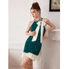 image:imageFloerns Womens Bowknot Halter Dress Pearl Ruffle Hem Party Mini DressesDark Green
