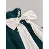 image:imageFloerns Womens Bowknot Halter Dress Pearl Ruffle Hem Party Mini DressesDark Green