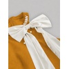 image:imageFloerns Womens Bowknot Halter Dress Pearl Ruffle Hem Party Mini DressesMustard Yellow