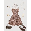 image:imageFloerns Womens Floral Halter Ruffle Tiered Cute Summer Mini DressLeopard Floral
