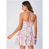 image:imageFloerns Womens Floral Halter Ruffle Tiered Cute Summer Mini DressPink and White