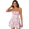 image:imageFloerns Womens Floral Halter Ruffle Tiered Cute Summer Mini DressPink and White