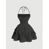 image:imageFloerns Womens Floral Halter Ruffle Tiered Cute Summer Mini DressPolka Black