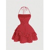 image:imageFloerns Womens Floral Halter Ruffle Tiered Cute Summer Mini DressRed Polka