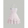 image:imageFloerns Womens Floral Halter Ruffle Tiered Cute Summer Mini DressRed Polka Dots