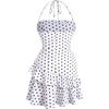 image:imageFloerns Womens Floral Halter Ruffle Tiered Cute Summer Mini DressWhite Polka Dots