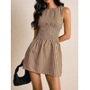 image:imageFloerns Womens Gingham A Line Dress Mini Checkered Elegant DressesChocolate Brown