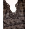 image:imageFloerns Womens Gingham Backless Lace V Neck A Line Halter Mini DressesBrown