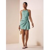 image:imageFloerns Womens Halter Backless Linen Wrap Mini Dress Tie Waist SundressBlue