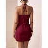 image:imageFloerns Womens Halter Backless Linen Wrap Mini Dress Tie Waist SundressBurgundy
