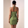 image:imageFloerns Womens Halter Backless Linen Wrap Mini Dress Tie Waist SundressGreen