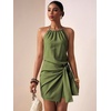 image:imageFloerns Womens Halter Backless Linen Wrap Mini Dress Tie Waist SundressGreen