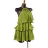 image:imageFloerns Womens Halter Sleeveless Tiered Layered Ruffle Mesh Mini DressesGreen