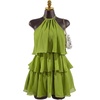 image:imageFloerns Womens Halter Sleeveless Tiered Layered Ruffle Mesh Mini DressesGreen