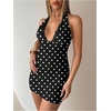 image:imageFloerns Womens Leopard Print Halter Backless Lace Mini Going Out DressesBlack Polka Dots