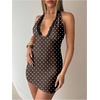 image:imageFloerns Womens Leopard Print Halter Backless Lace Mini Going Out DressesMocha Brown